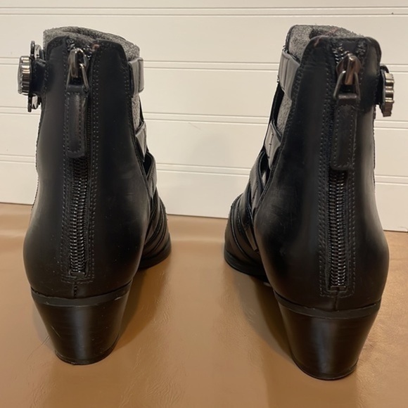 Nine West ankle Boots leather motorcycle black NWCarrillo shoe zip boot Sz 8M - Picture 11 of 16